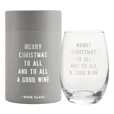 Imagem de Santa Barbara Design Studio Taça de vinho para presente de Natal sem haste em caixa de presente, 500 ml, Feliz Natal para todos