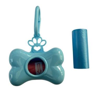Imagem de Porta Saquinho Com 2 Refis Para Cães Recolher Cocô Cor Azul - Pet Toys