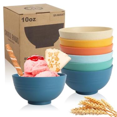 Imagem de Wrova Conjunto prático de 6 tigelas de palha de trigo, conjuntos de tigelas de sorvete inquebráveis para crianças, tigelas de sobremesa pequenas de 293 ml para cozinha, acampamento e trailer. Série