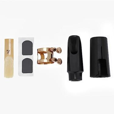 Imagem de Pssopp Conjunto de Bocais de Saxofone Leve, Bocal de Sax Abds de Soprano Conjunto Com Tampa de Fivela de Metal, Palheta Durável para Instrumentos Musicais Sax, Leve e Portátil para