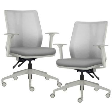 Imagem de Kit 2 Cadeiras de Escritório Giratória Diretor Flow F02 Base Cinza Sin