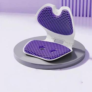 Imagem de Xiamenzcx Almofada dobrável de suporte lombar - almofada de gel de favo de mel, dispositivo portátil para alívio da dor nas costas, adequada para cadeiras de escritório, carros e cadeiras de rodas.