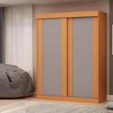 Imagem de Guarda-Roupa Solteiro Genialflex Toledo com 2 Portas de Correr, 2 Gavetas, 3 Prateleiras e 140cm de largura - Cinamomo/Off White ou Fendi