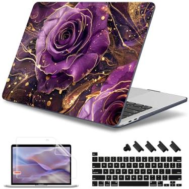 Imagem de May Chen Para MacBook Pro 16 polegadas A2141 versão 2020 2019, protetor de tela e capa de teclado de plástico macio para MacBook Pro 16 polegadas com Touch Bar e Touch ID - Rosas roxas