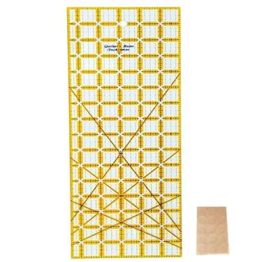 Imagem de HONEYSEW Régua de costura acrílica com anéis antiderrapantes para acolchoar e costurar ângulos de corte de tecido régua retangular (14 x 40 cm)