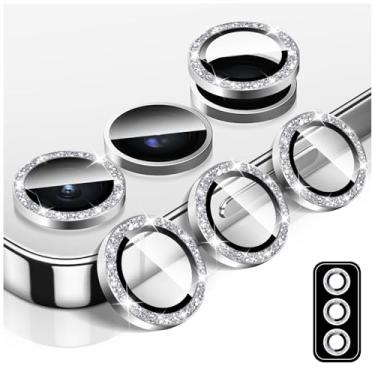 Imagem de LucBuy Protetor de lente de câmera Bling para Samsung Galaxy S25 Ultra, adesivos de filme de cobertura de câmera de vidro temperado, protetor de tela de anel de metal individual de alinhamento
