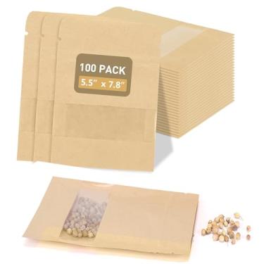Imagem de Pacote com 100 envelopes de sementes resseláveis com janela transparente – 14 x 19,8 cm, sacos de armazenamento de sementes de jardinagem para guardar sementes, presentes DIY, joias, lanches, amostras