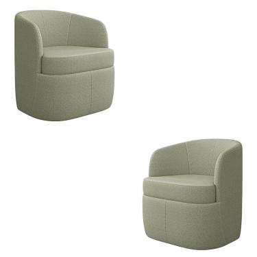 Imagem de Kit 2 Poltronas Decorativas Bel Sala De Estar Base Giratória Bouclê Verde água G33 - Gran Belo