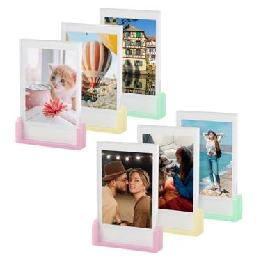 Imagem de Mini moldura instax, moldura Polaroid para fotos, porta-retratos 5 x 7 para Polaroid Fujifilm Instax Mini, molduras coloridas para bebês, tamanho carteira pequena (pacote com 6)