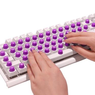 Imagem de Majeree Adesivo de teclado para unhas compridas com letras: bolhas de teclado para unhas compridas, adesivo reutilizável tipo protetor para teclado de secretária (64 unidades, roxo)