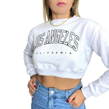 Imagem de Cropped Moletom Los Angeles Feminino Tecido Premium - Bliss, Branco co