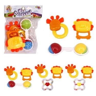 Imagem de 3 Chocalhos Mordedor Infantil Bebê Baby Brinquedo Seguro - Wellimix
