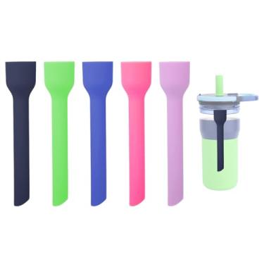 Imagem de 5 canudos de silicone compatíveis com copo infantil Brümate Leap de 340 g, canudos de silicone sem BPA, acessórios de palha fáceis de limpar para copo infantil Brümate Leap de 340 g (5 cores)