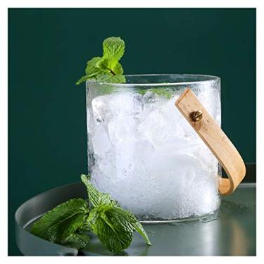 Imagem de balde de gelo para festas Balde de gelo de vidro com alça doméstica grande capacidade de armazenamento de frutas balde bar champanhe coquetel balde de gelo criativo recipiente de gelo balde de vinho
