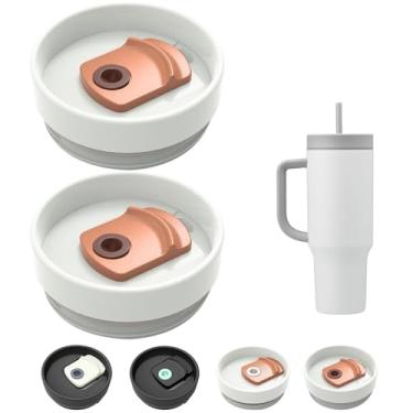 Imagem de Tampa de copo de 1,134 g compatível com Stanley Quencher, pacote com 2 capas de copo de aço inoxidável à prova de derramamento resistentes a respingos adequadas para Stanley e mais café (chá gelado)