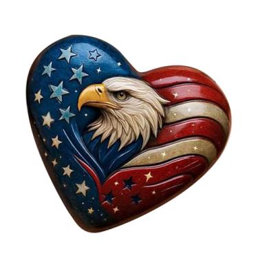 Imagem de Rrlihjgu Decoração Em Formato De Coração - Miniatura De Corações Com Bandeira E Águia Lembrança - Decoração Patriótica Águia Bandeira Para Prateleira Mesa Quarto Sala Escritório