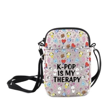 Imagem de MNIGIU Bolsa carteiro para membros de desenho animado K-POP Is My Therapy Kpop Group Bolsa transversal Coreia Amante Música Presente Cantor Merch, K-pop is My Therapy