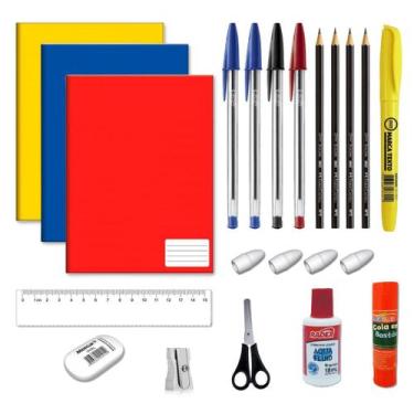Imagem de Material escolar kit com 22 peças, escolha a cor do caderno Grande - F