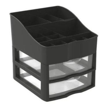 Imagem de Kit Organizador de Cosméticos e Maquiagem 2 Gavetas Preto - Nitron