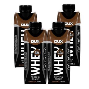 Imagem de Kit 4 Bebida Láctea UHT Whey Protein Shake Dux Sabor Chocolate com 15g