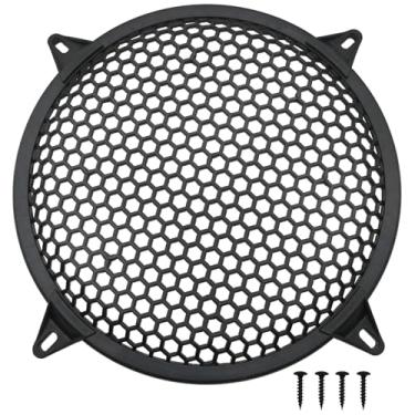 Imagem de sunnates Capa de grade de alto-falante de 20 cm de plástico para subwoofer para grade de alto-falante capa de alto-falante de malha para subwoofer capa de alto-falante de carro com parafusos, 1 peça