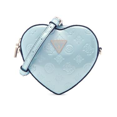 Imagem de GUESS Bolsa tiracolo feminina Arnela Mini Heart Bag, Logotipo azul em pó, One Size