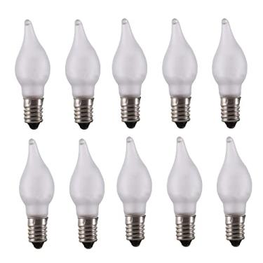 Imagem de 10 lâmpadas de LED E10 para ponte de arco de vela de Natal, luz de parafuso sobressalente de 10 V a 55 V CA 0,2 W, branco quente 20 lm