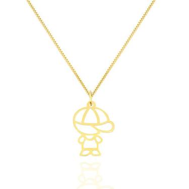 Imagem de Corrente Veneziana Com Pingente Menino Filho Grande Ouro 18k 40 cm - A