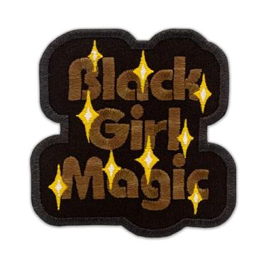 Imagem de EMBROVERSE Patch bordado Black Girl Magic - acessório de orgulho empoderamento da rainha da beleza, expressão de amor próprio, detalhes brilhantes, passar a ferro, 7,6 x 7,6 cm