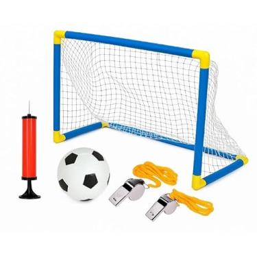 Imagem de Kit Futebol Infantil – Golzinho com Bola, Bomba de Ar e 2 Apitos de Metal | Diversão Esportiva Completa para Crianças