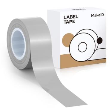 Imagem de MakeID Refil de fita adesiva E1 Q1, 16 mm x 4 m (1,6 cm x 13') adesivo contínuo laminado térmico à prova d'água autoadesivo multiuso substituição de fita de etiquetagem