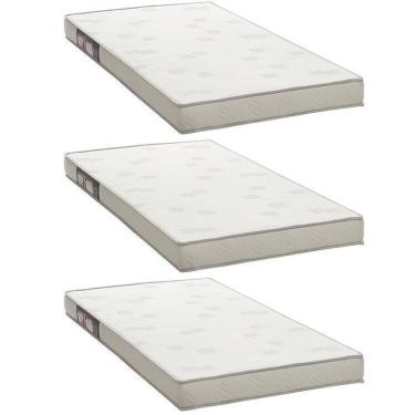 Imagem de Kit 3 Colchões Solteiro Ortobom D23 Light 78x188x12 Branco/cinza Branco/Cinza