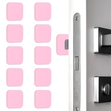 Imagem de PATIKIL 10 peças de protetor de parede para maçanetas de porta, 4,5 cm quadradas, batentes de porta, maçaneta autoadesiva, almofada de para-choque, protetor de parede silencioso para geladeira, casa