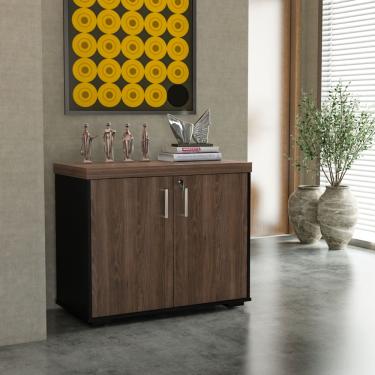 Imagem de Balcão Tamburato 2 Portas - Charuto/Preto 6169