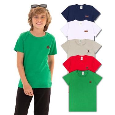 Imagem de Kit com 5 Camisetas Básicas Infantil menino Versátil Confortável e Col