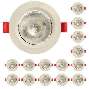 Imagem de 15Und Spot de LED 3000K 3W Redondo Bivolt Embutido Luz Amarela Branco 