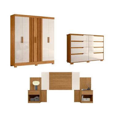 Imagem de Conjunto Guarda-roupa 3 Peças 6 Portas 12 Gavetas Moval