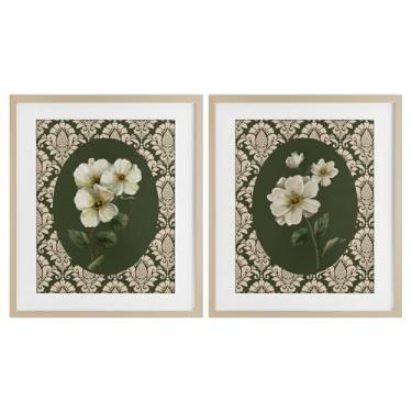 Imagem de Stupell Industries Fancy Lace White Florals 2 Peças Impressão Emoldurada Bétula Conjunto de Vidro Design por Nan, 16 x 13