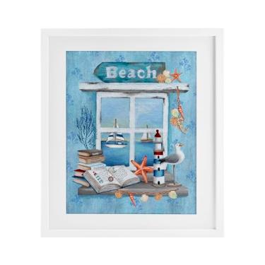 Imagem de Stupell Industries Beachy Coastal Window Sill White Framed Print Under Glass, design by Emma Leach, 16 x 13