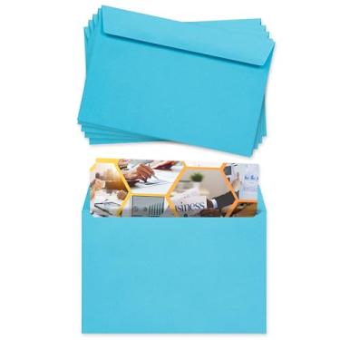 Imagem de Envelopes azuis 15 x 23 cm, pacote com 25, envelopes coloridos tamanho carta 15 x 23 cm, envelopes para cartões, convites, feriados, cartões postais, presentes, papel de 14,5 kg, envelopes para