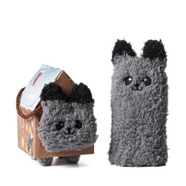 Imagem de HHUQ Meias femininas quentes e fofas de animal, meias de dormir ultra-luxuosas para mulheres com embrulho de presente, Panda cinza, One Size Wide