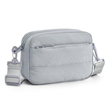 Imagem de Gitus Bolsas transversais para mulheres, pequena bolsa de ombro inchada, bolsa transversal de viagem com compartimento para cartões e alça ajustável, Cinza claro, Small