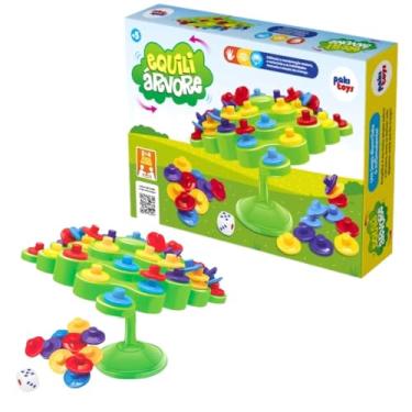 Imagem de Jogo Equilibrando Árvore Tabuleiro Brinquedo Discos Crianças Equilíbrio Empilhar Peças Infantil Crianças Educativo Divertido Família Colorido Interativo