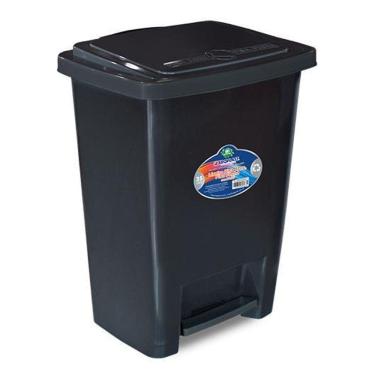 Imagem de Lixeira De Plástico Multiuso Com Pedal E Tampa 35 Lts Preto