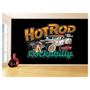 Imagem de Papel De Parede 3D Carro Antigo Hot Rod Pin Up 3,5M Cxr108