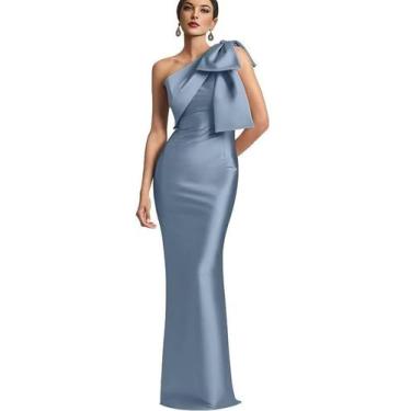 Imagem de Vestido Mãe da Noiva Mkojaa One Shoulder US18 azul