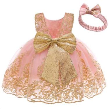Imagem de Vestido CMMCHAAH Little Baby Girls Vestido de baile rosa de Natal 100c