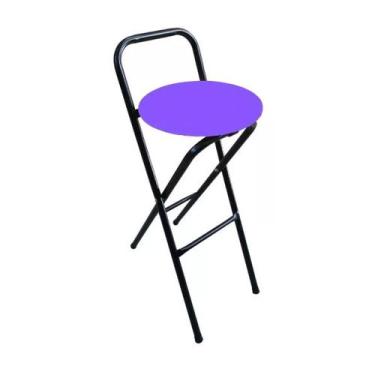 Imagem de Banqueta Baixa Aço Estofado Kit 2 Banqueta Dobrável - Moveraço, Roxo