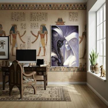 Imagem de Quadro Ísis Deusa da Maternidade E Osíris do Além - 70x50cm - Quadros 