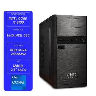 Imagem de Computador NTC Basic Intel 1025 PW Core i3 8100 UHD Intel 630 8GB DDR4 128GB SSD S/ Fan Windows 11 Pro
